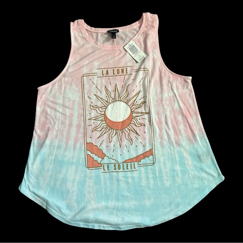 Pink and Blue Sun Graphic Tank Top By Torrid Size 1X